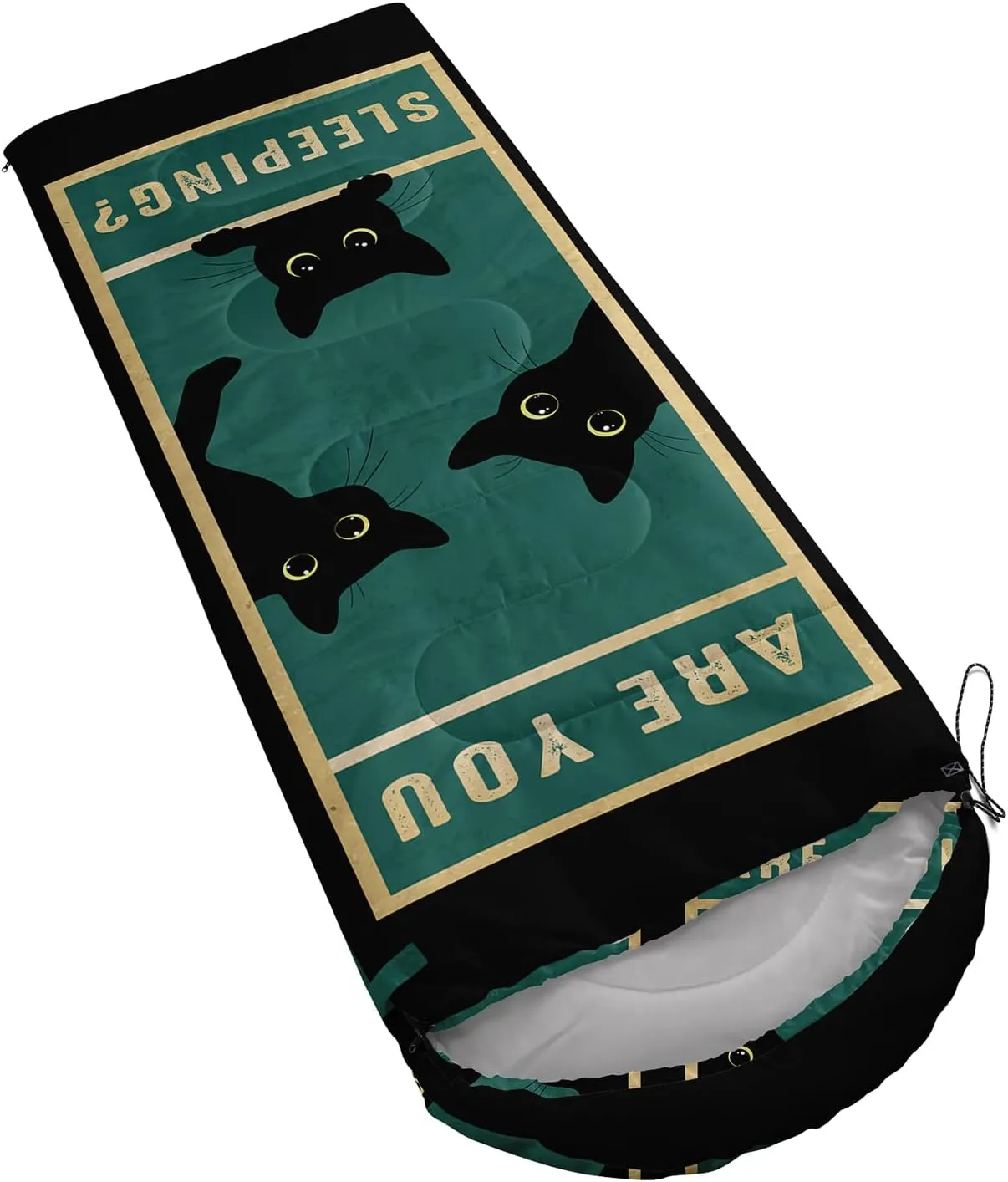 Axolotl Black Cats Sleeping Bag for Kids Adults–Lightweight Warm Cold Weather Sleeping Bags,Waterproof Portable Sleeping Bag for Camping,3 Season Cold Weather Sleeping Bag,Sleeping Bag for Hiking