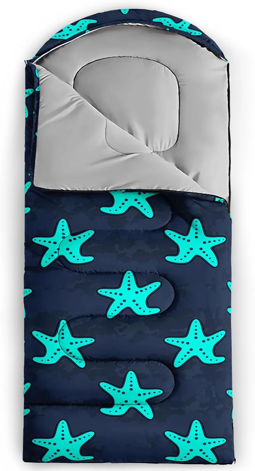Axolotl Black Cats Sleeping Bag for Kids Boys Girls–Lightweight Warm Cold Weather Sleeping Bags,Waterproof Portable Sleeping Bag for Camping,Backpacking Camping Sleeping Bag,Kids Sleeping Bags,Orange
