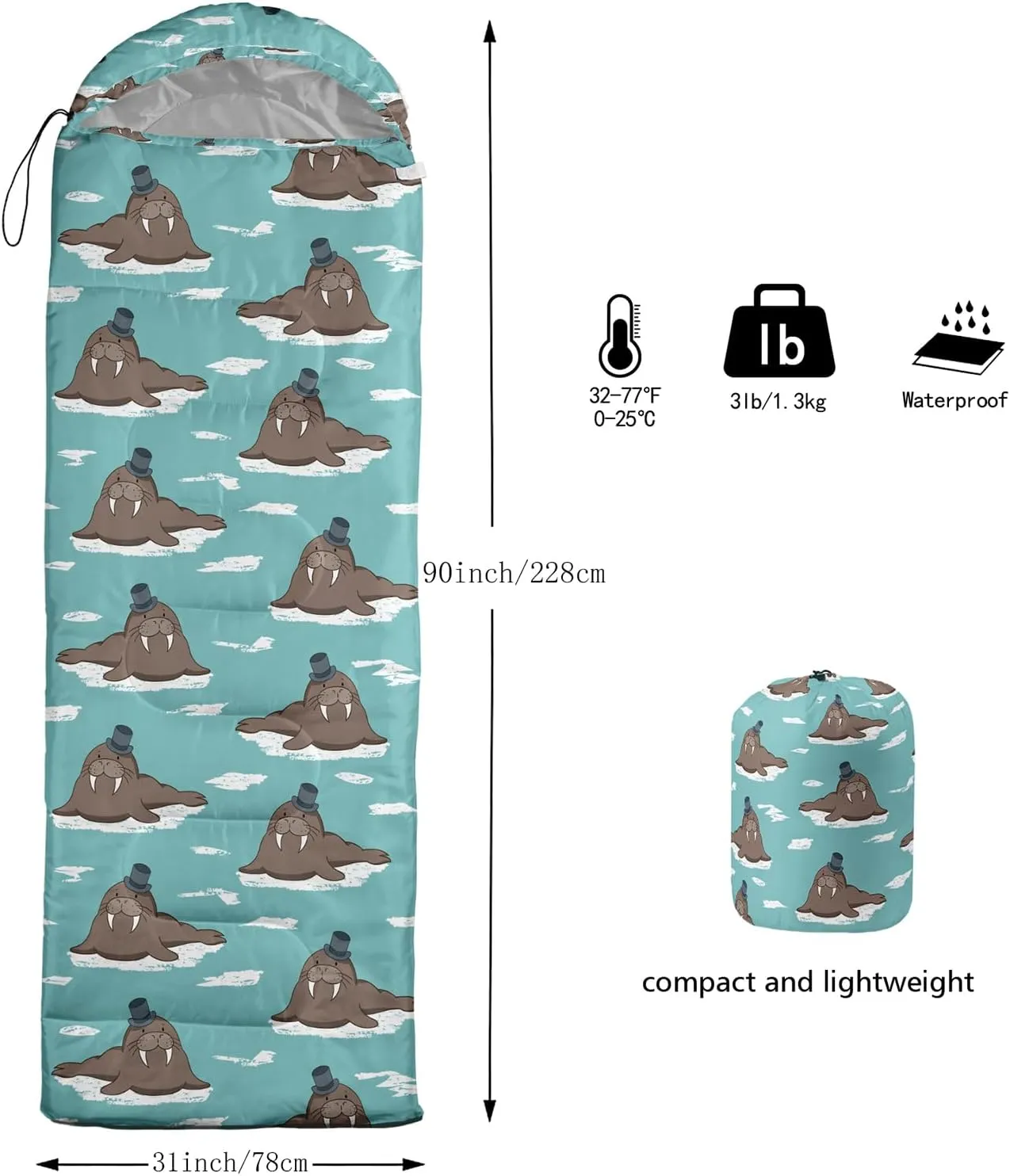 Axolotl Black Cats Sleeping Bag for Kids Boys Girls–Lightweight Warm Cold Weather Sleeping Bags,Waterproof Portable Sleeping Bag for Camping,Backpacking Camping Sleeping Bag,Kids Sleeping Bags,Orange