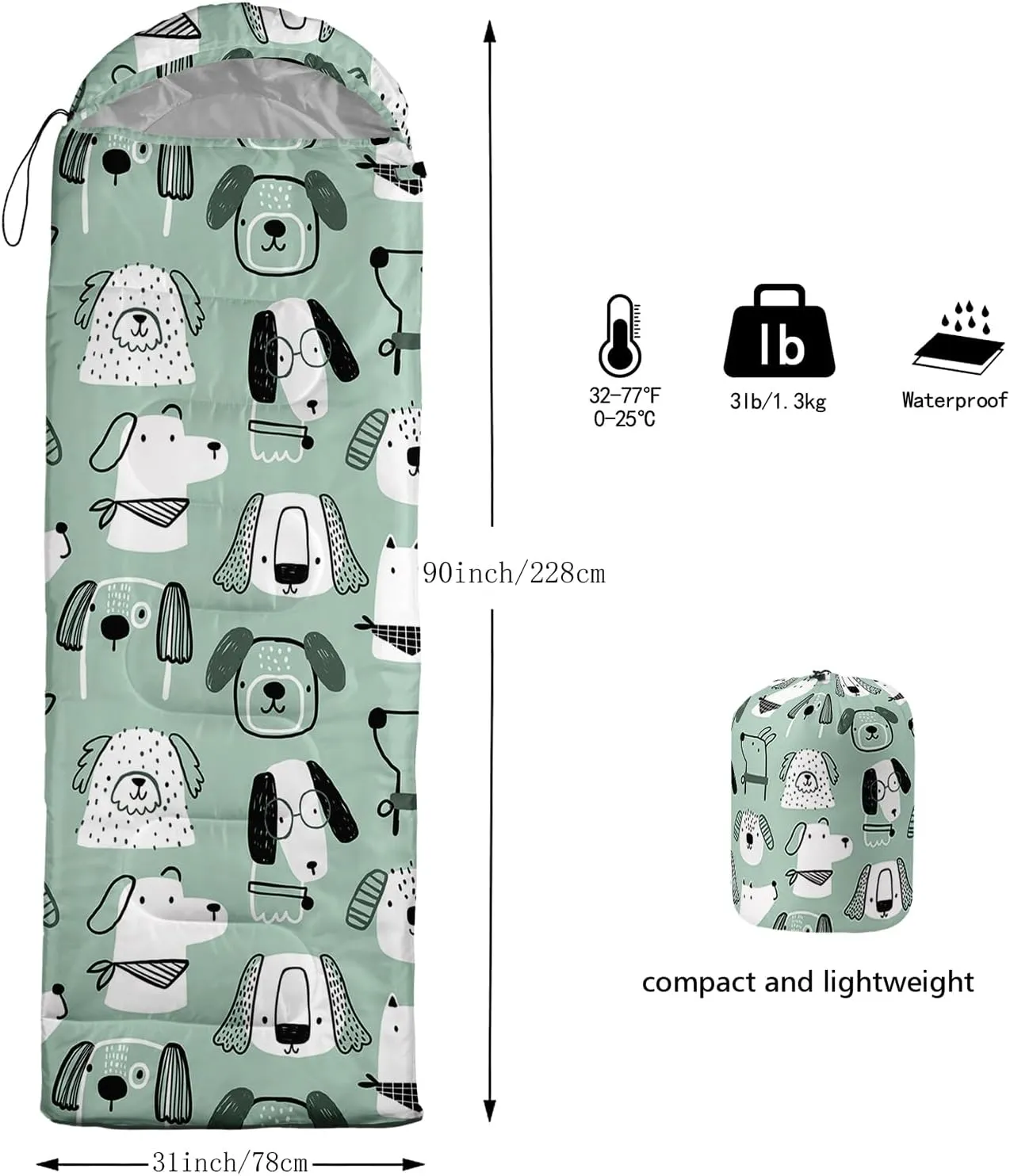 Axolotl Penguin Star Sleeping Bag,3 Season Warm and Cool Weather Moon Cloud Sleeping Bag for Boys Girls Teens,Waterproof Lightweight Lovely Animal Sleeping Bag for Traveling,Outdoors Camping,Navy Blue