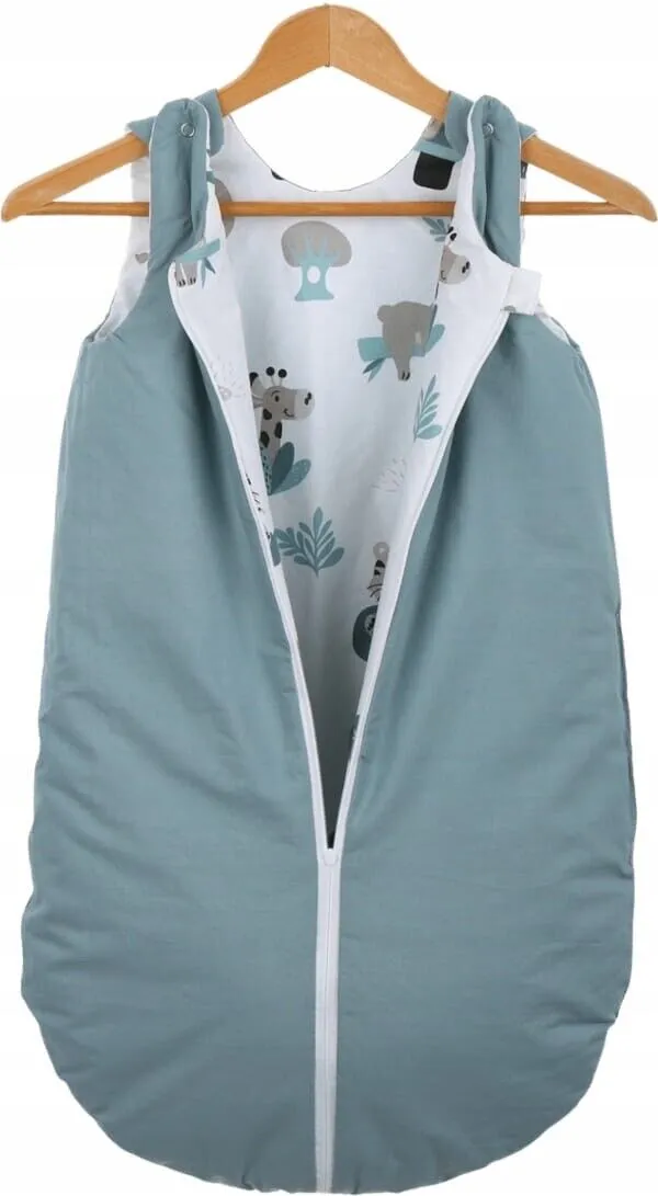 Baby Cotton Sleeping Bag Double Sided Sleepsack Quilted 1.0 Tog On safari/Sage