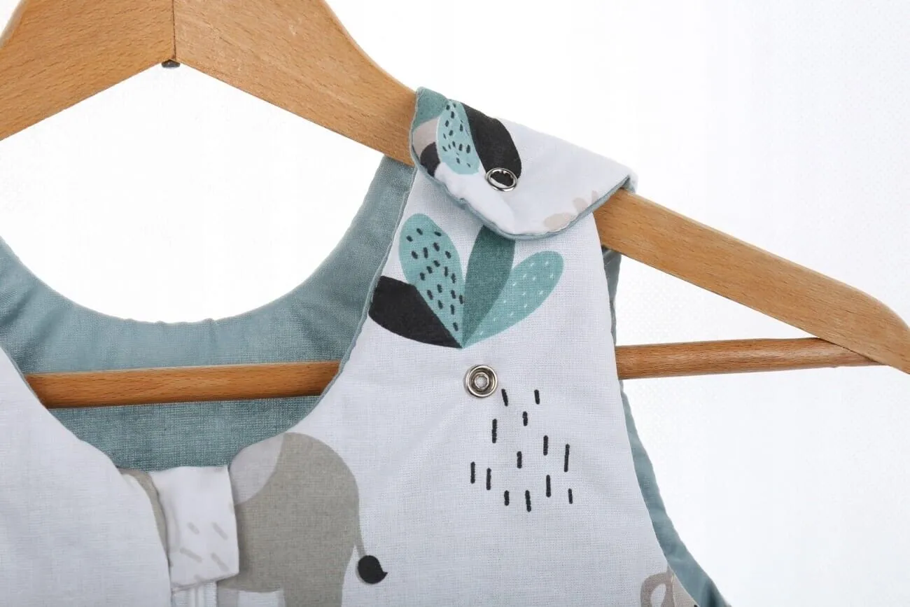 Baby Cotton Sleeping Bag Double Sided Sleepsack Quilted 1.0 Tog On safari/Sage