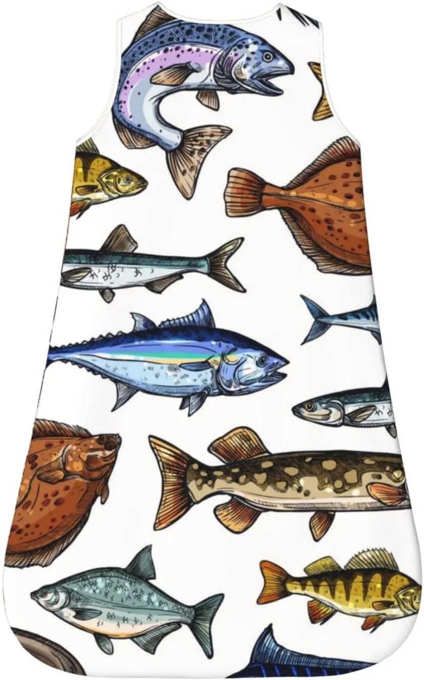 Baby Sleep Sack 0-24 Months Fish Blue Marlin Tuna Salmon Wearable Baby Sleeping Bag, Small, DL-321