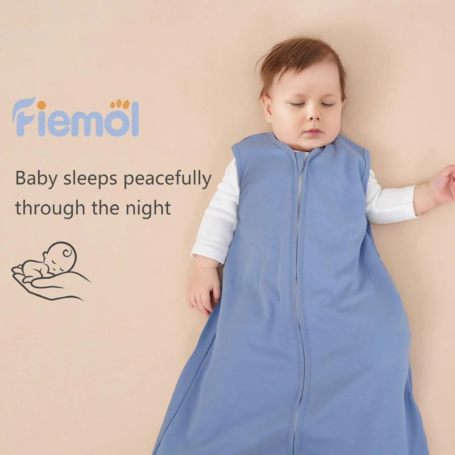 Baby Sleep Sack 6-12 Months, 100% Cotton Sleeping Sack for Newborn and Infant, 3 Pack Baby Wearable Blanket, 0.5 Tog Lightweight Double Zipper Sleep Bag Cyan