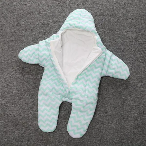 Baby Unisex Starfish Shaped Cotton Sleeping Bag Newborn Baby Outside Sleeping Bag Green