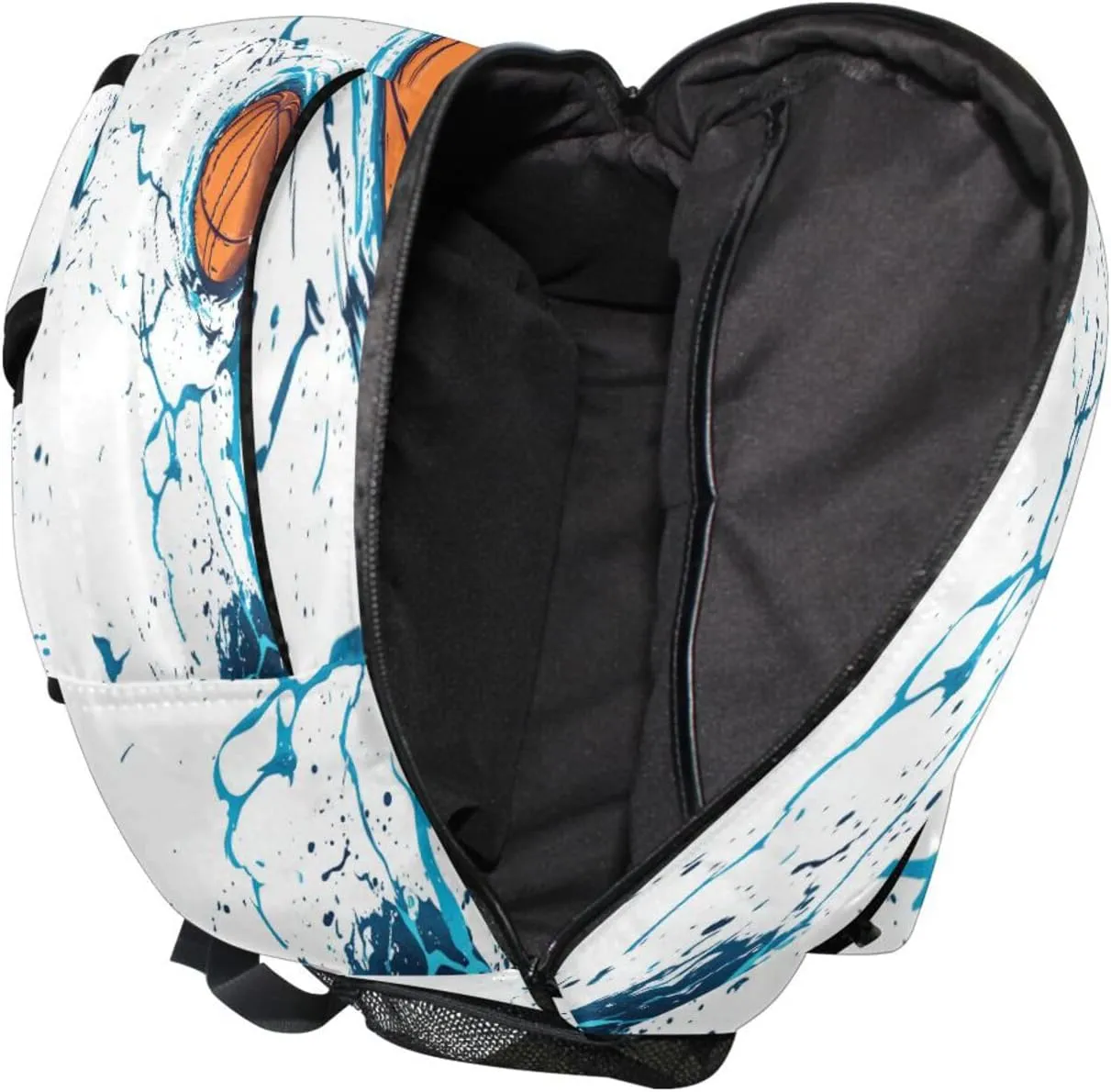 Backpacks for Teens Boys Girls Waterproof College School Computer Bag with Chest Strap for Travel Trip Basketball with Blue Lightning White