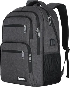 Backpck for Men Women, School Backpack for Boys Girls Teen, 15.6 inch Laptop Back Pack with USB Charger Port, Bookbag with USB Charger for College High School Travel Business, Mochilas Black