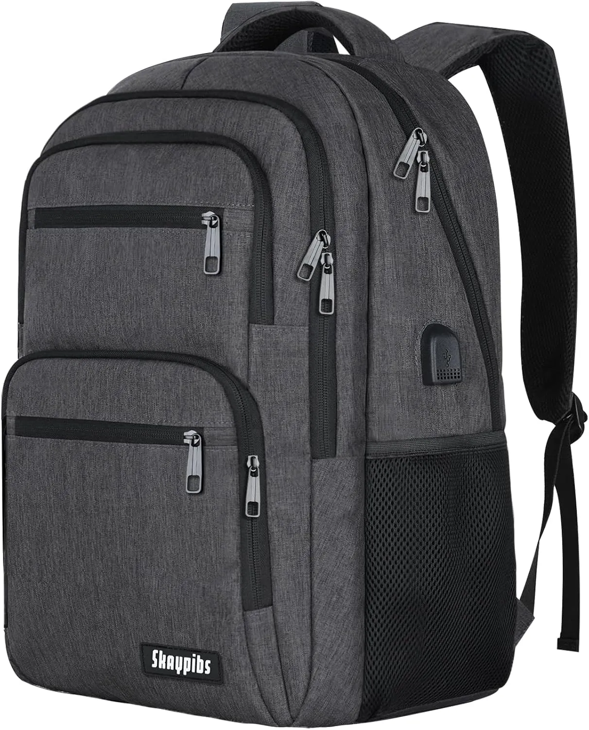 Backpck for Men Women, School Backpack for Boys Girls Teen, 15.6 inch Laptop Back Pack with USB Charger Port, Bookbag with USB Charger for College High School Travel Business, Mochilas Black