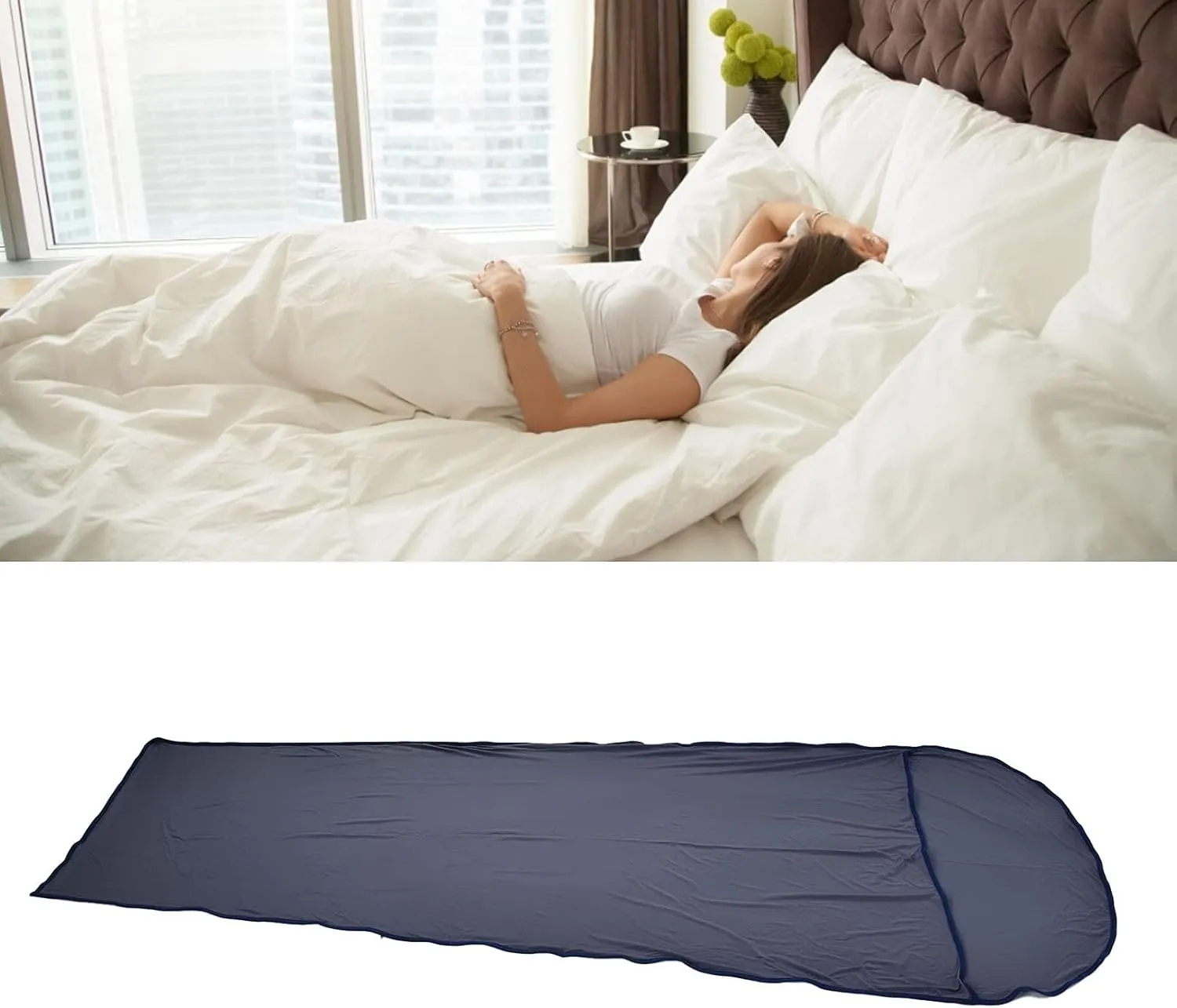 Bag Liner, 200x80cm Ultralight Multifunctional Elastic Sleeping Sack Lightweight Breathable Cotton Liner for Picnic Hiking Outdoor Camping(Gray)