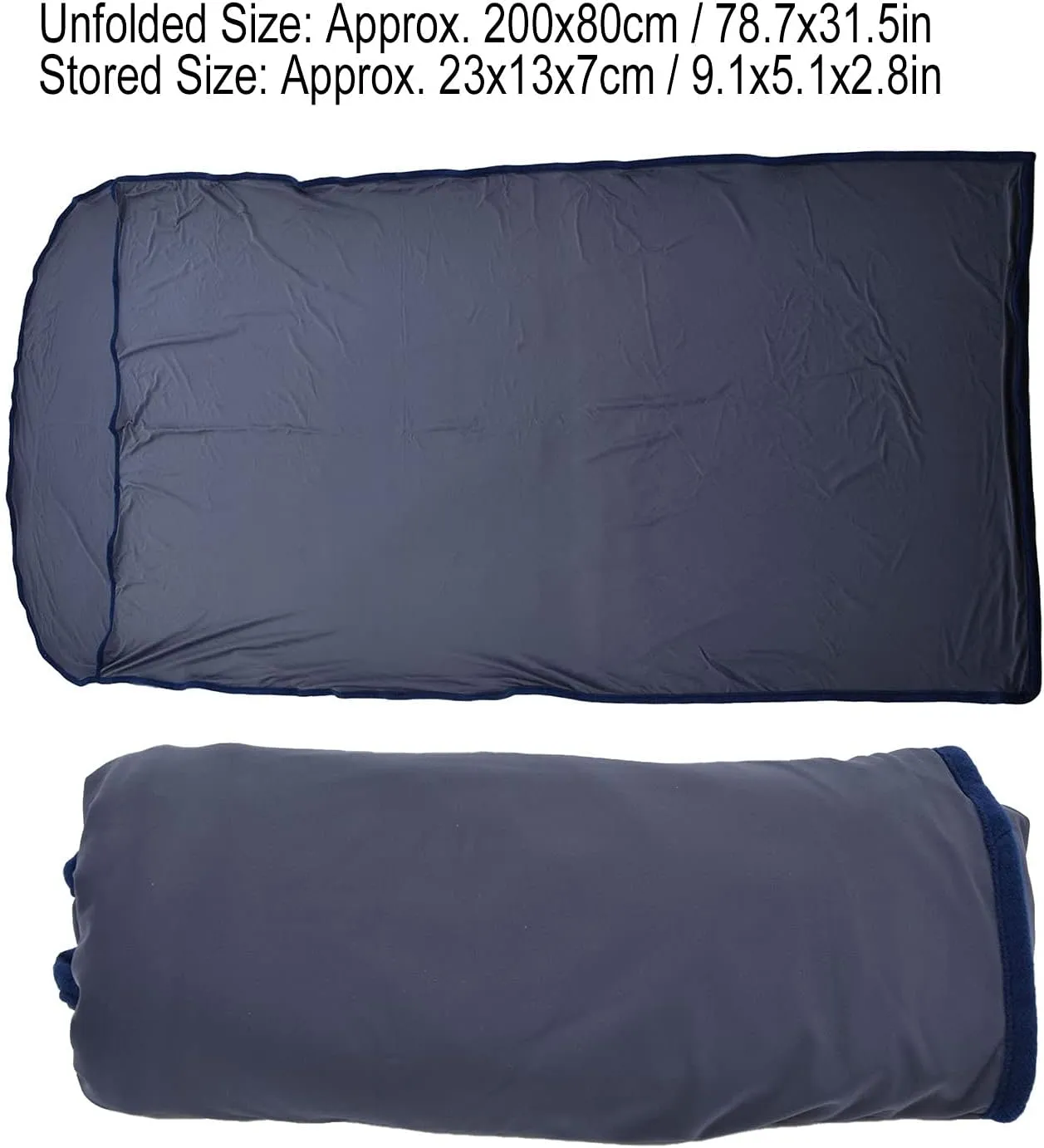 Bag Liner, 200x80cm Ultralight Multifunctional Elastic Sleeping Sack Lightweight Breathable Cotton Liner for Picnic Hiking Outdoor Camping(Gray)