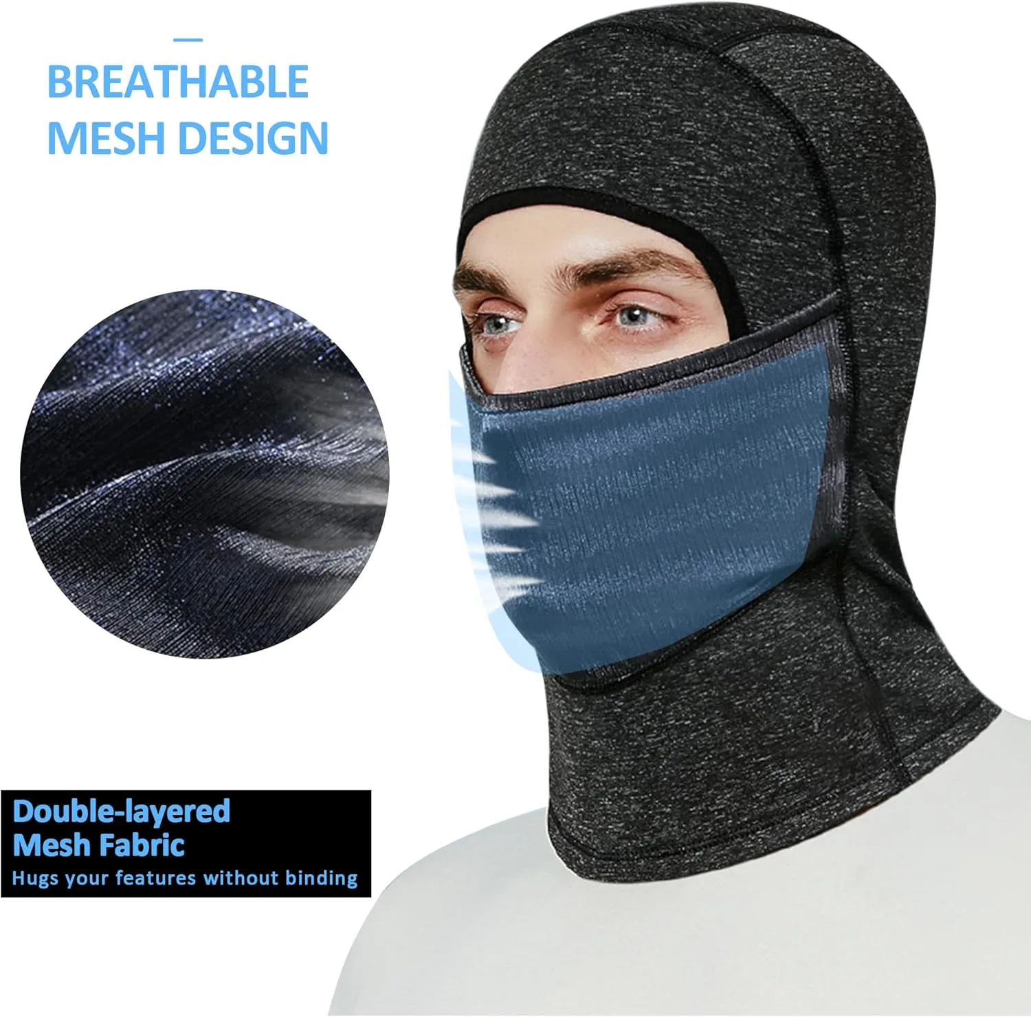 Balaclava Face Mask Men Women Thermal Ski Head Cover & Drawstring Pouch Breathable for Athletic Motorcycle