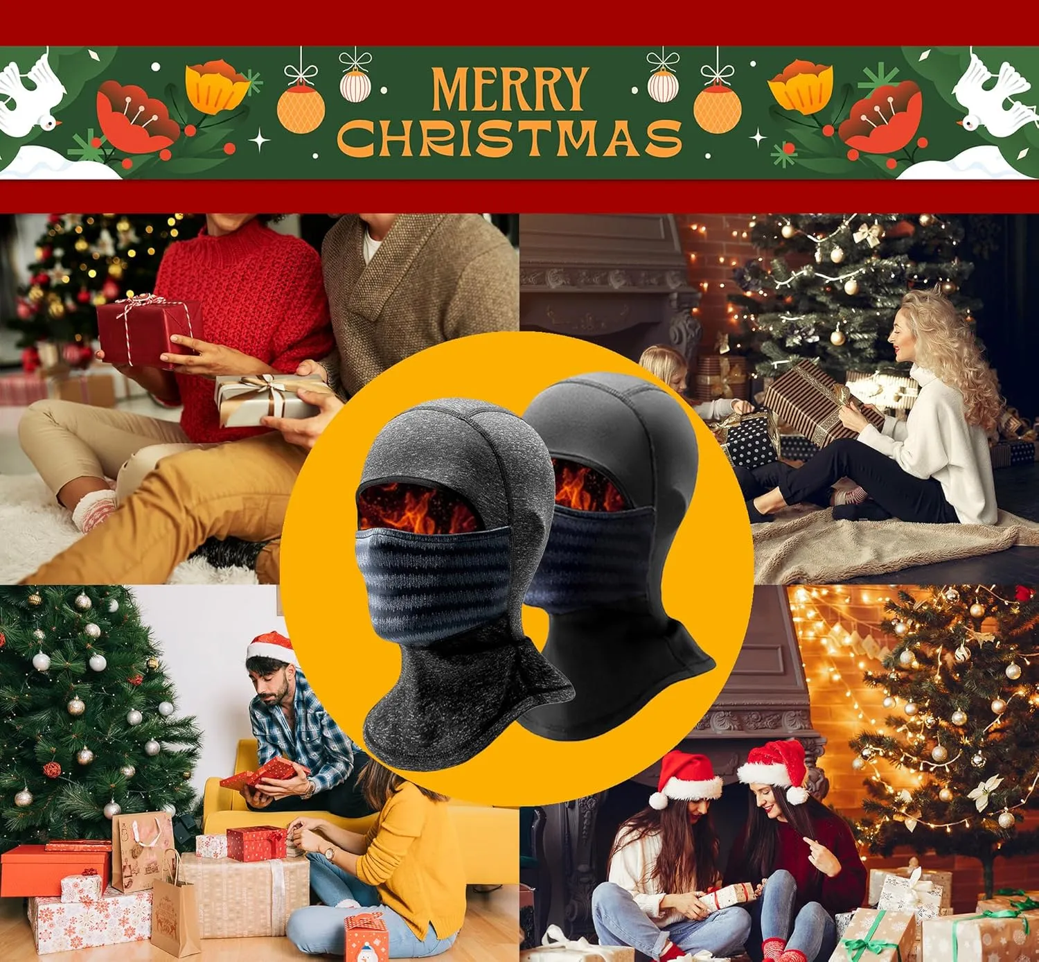 Balaclava Face Mask Men Women Thermal Ski Head Cover & Drawstring Pouch Breathable for Athletic Motorcycle