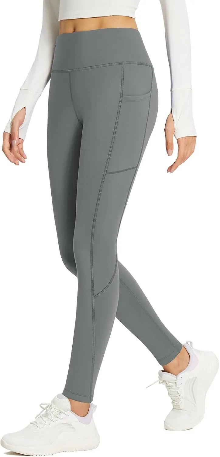 baleaf Women's Fleece Lined Leggings Thick Soft Winter Warm Thermal Waterproof High Waisted Pockets Hiking Running Skiing