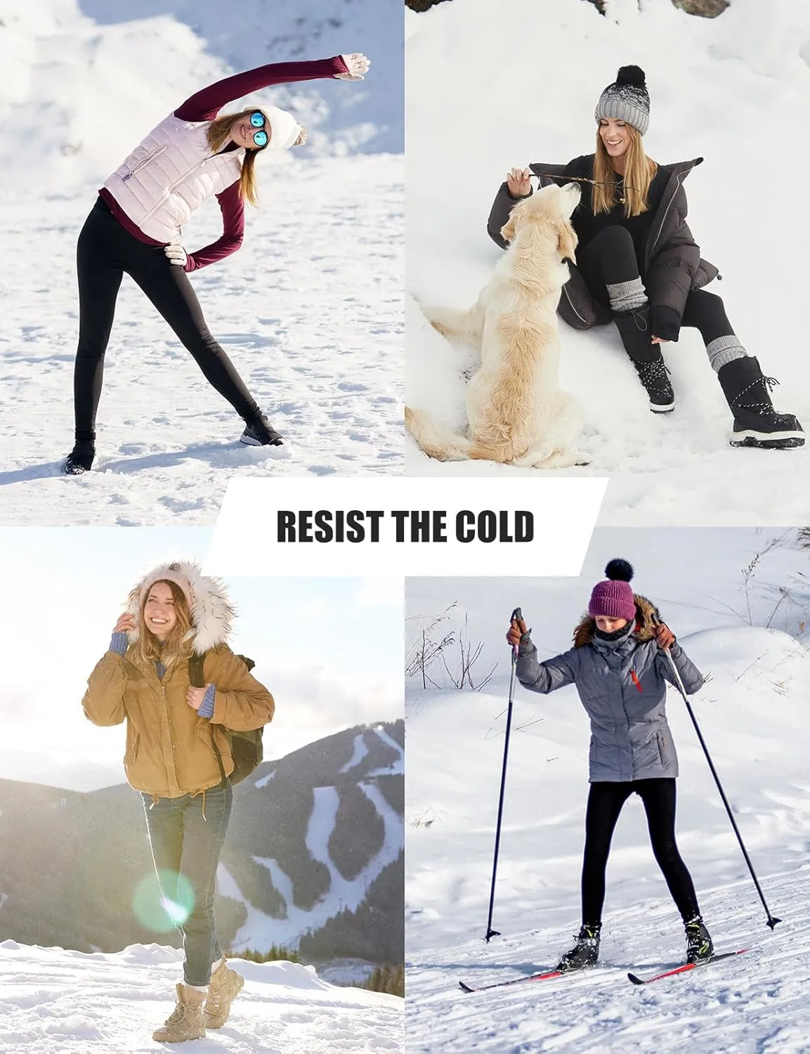 baleaf Women's Fleece Lined Leggings Thick Soft Winter Warm Thermal Waterproof High Waisted Pockets Hiking Running Skiing