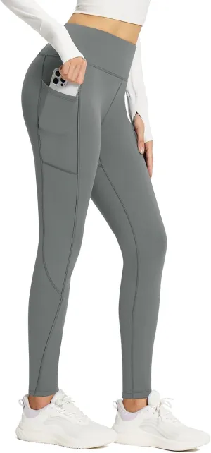 baleaf Women's Fleece Lined Leggings Thick Soft Winter Warm Thermal Waterproof High Waisted Pockets Hiking Running Skiing