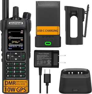 BAOFENG DM32 DMR Handheld Radio with USB-C Charging, GPS, 10W Long Range Walkie Talkie for Emergency Rescue & Outdoor Sports DM-32UV (1 Pack Black Back Clip)