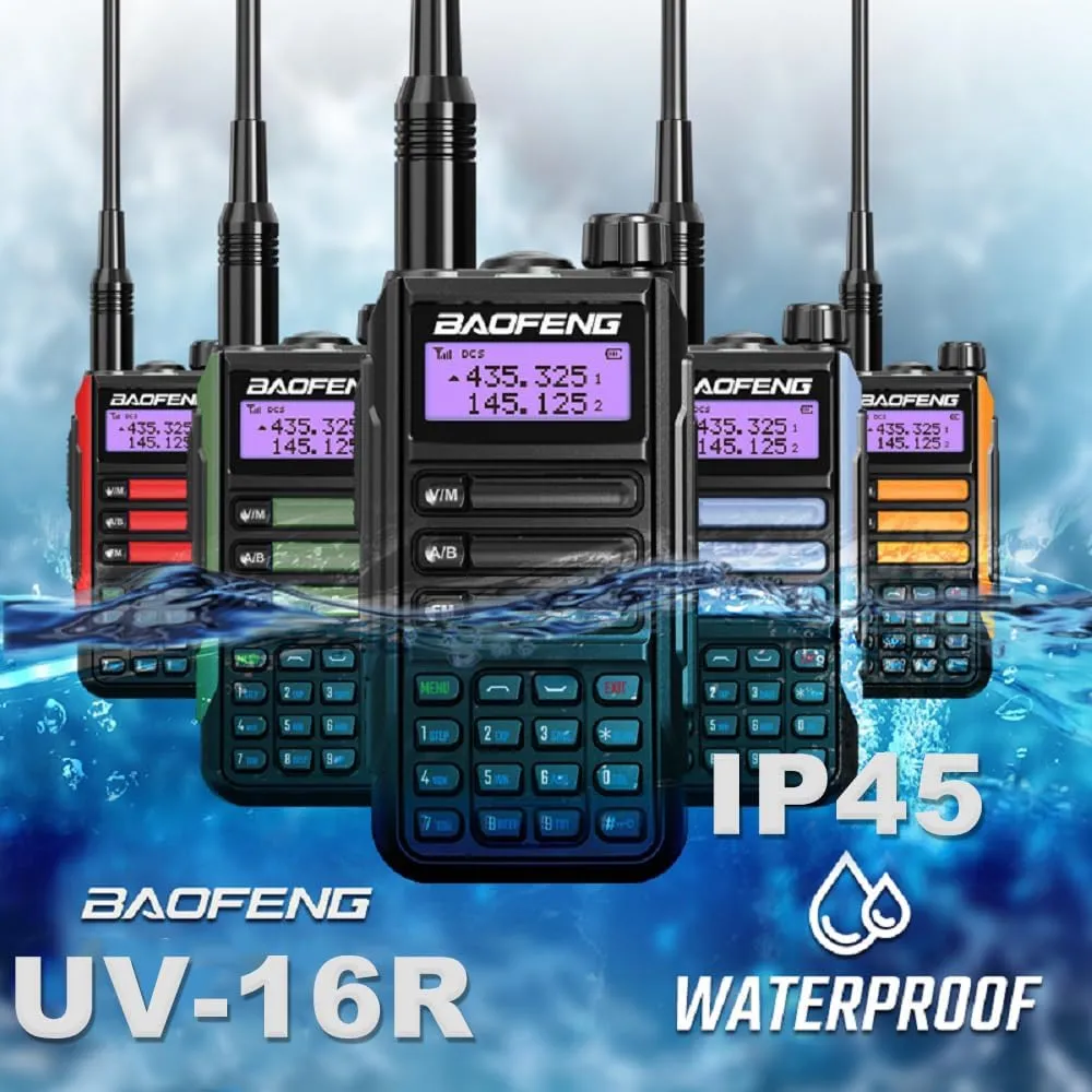 BAOFENG UV-16R Walkie Talkie USB-C 10W Waterproof Two Way Radio Long Range Dual Band Professional Handheld Radio Type-c Olive Green