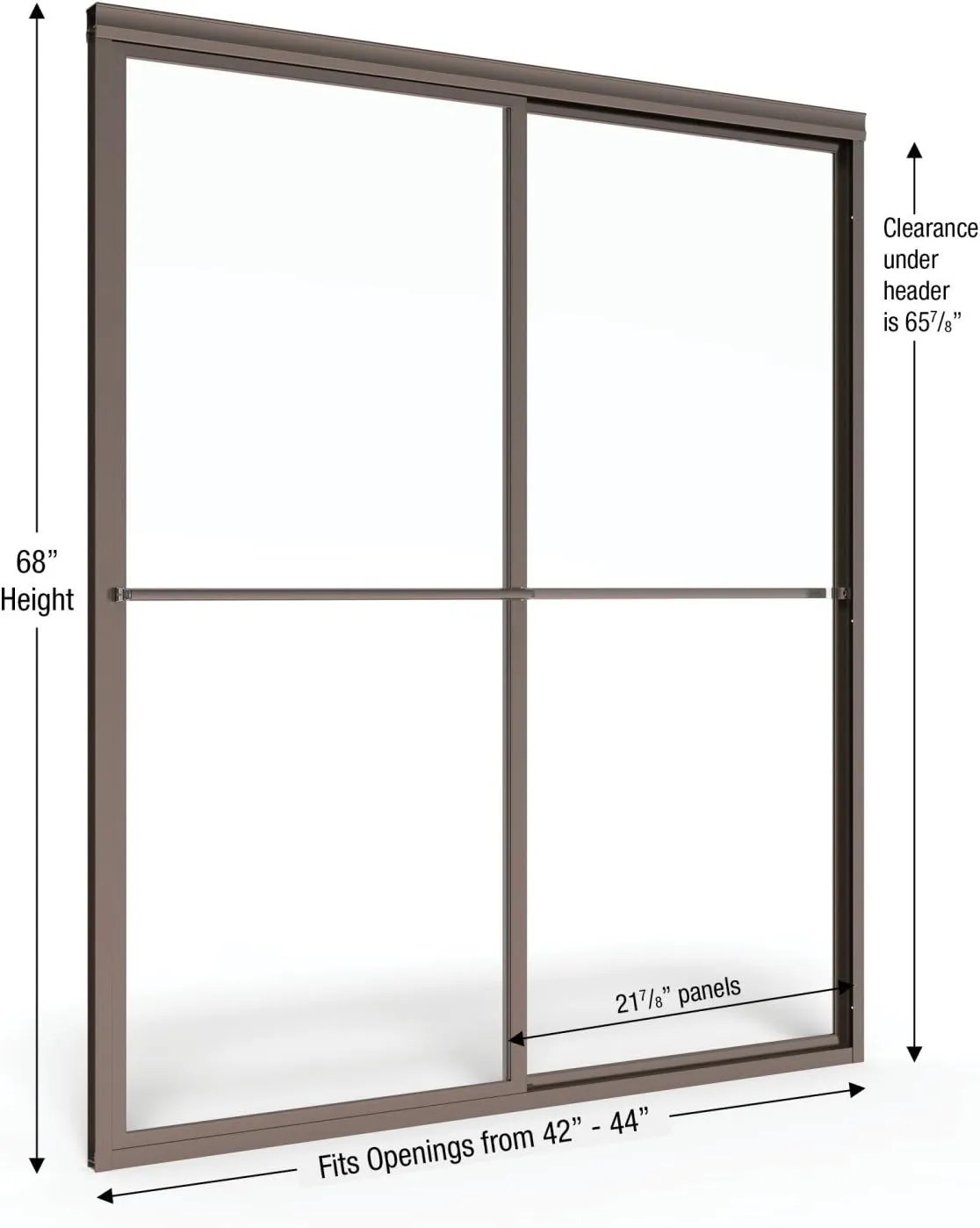 Basco Deluxe Framed Sliding Shower Door, Fits 42-44 inch opening, Obscure Glass, Oil Rubbed Bronze Finish
