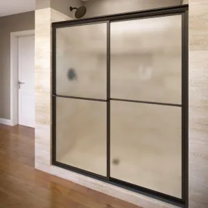Basco Deluxe Framed Sliding Shower Door, Fits 42-44 inch opening, Obscure Glass, Oil Rubbed Bronze Finish