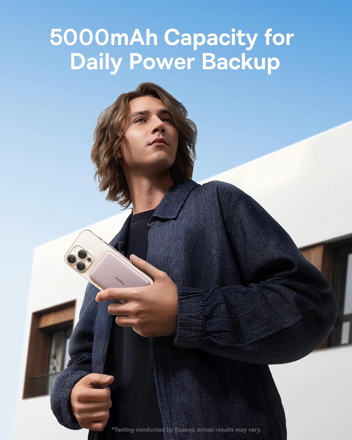 Baseus Picogo Power Bank, 0.3" Ultra Slim 5000mAh MagSafe Portable Charger with USB-C Braided Cable, Card-Size Magnetic Battery Pack, Alloy Wireless Fast Charger for iPhone 16/15/14/13/12, Lightweight