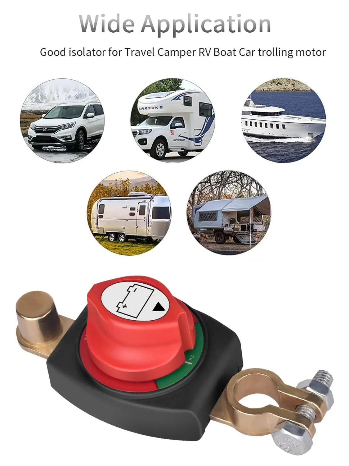 Battery Disconnect Switch, for RV Car Boat ATV 12V 48V, Battery Switch Installation Simpler, Marine Completely Waterproof (On-Off Top Post)