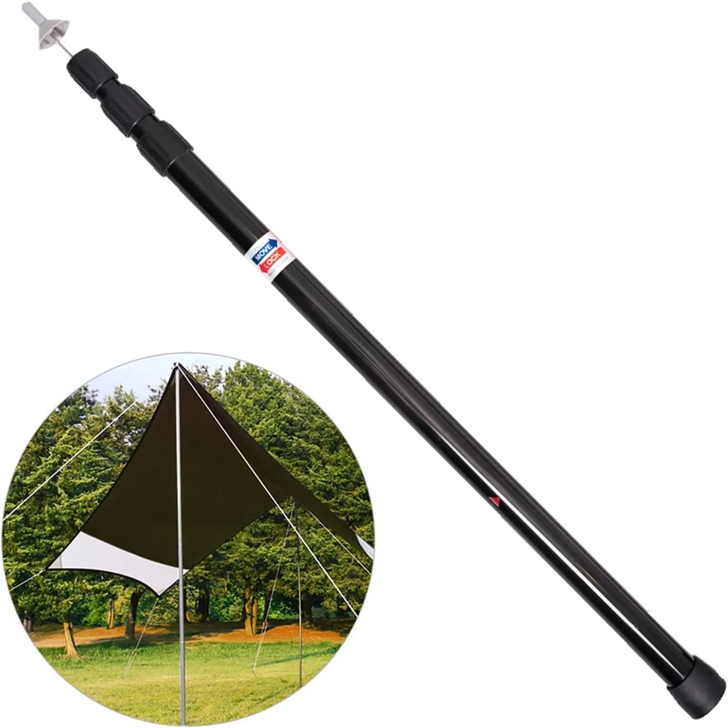 BCcamping Player's First Choice Tent Pole Adjustable Tent Support Rods Beach Shelter Tarp Awning Pole Replacement Poles Accessories Camping Hiking Tent Camping Bracket(2pc 250cm Black)