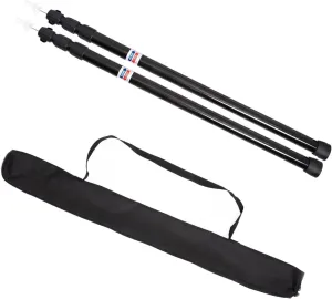 BCcamping Player's First Choice Tent Pole Adjustable Tent Support Rods Beach Shelter Tarp Awning Pole Replacement Poles Accessories Camping Hiking Tent Camping Bracket(2pc 250cm Black)