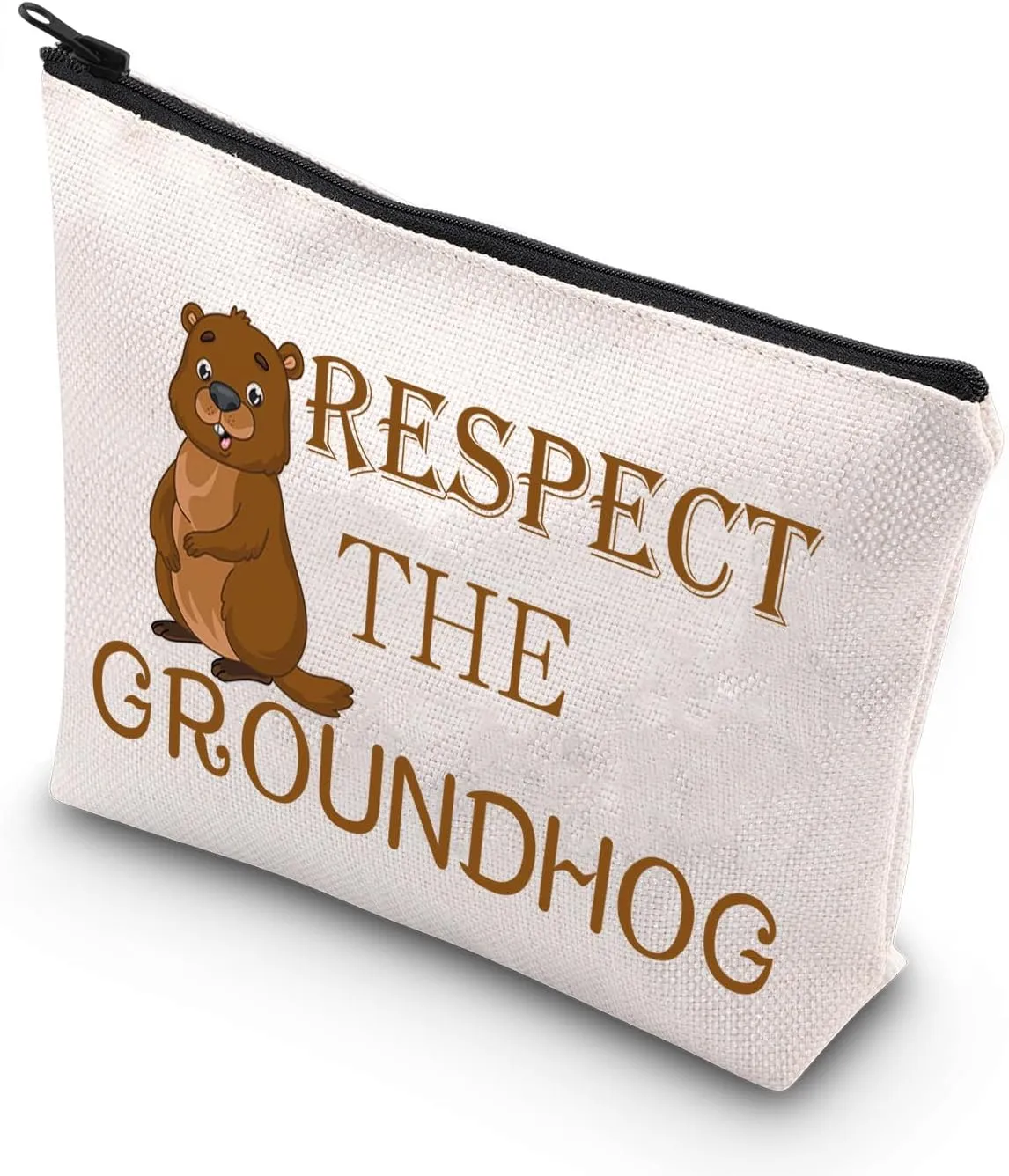 BDPWSS Groundhog Gifts Respect The Groundhog Funny Woodchucks Makeup Bag Ground Hog Marmots Present For Zoologist Gift (respect groundhog)