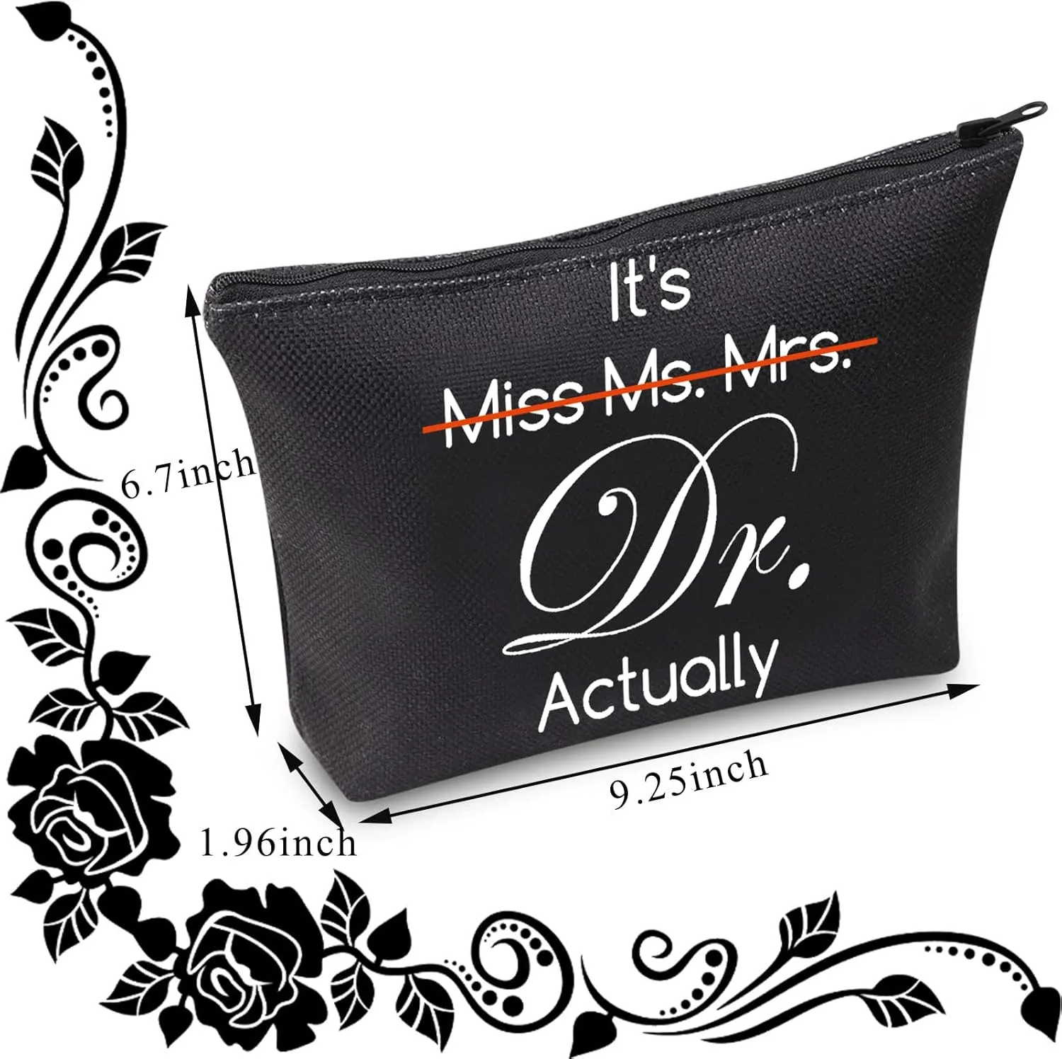 BDPWSS PHD Graduation Gift PHD Candidate Survivor Gift Doctorate Degree Gifts It's Miss Mrs Ms Dr Actually Funny New Doctor Cosmetic Makeup Bag (It Dr actually bl)