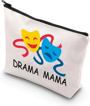 BDPWSS Theatre Makeup Bag Drama Theater Gift Drama Lover Gift Comedy Tragedy Mask Zipper Pouch For Drama Mama Teacher Gift (Drama Mama)