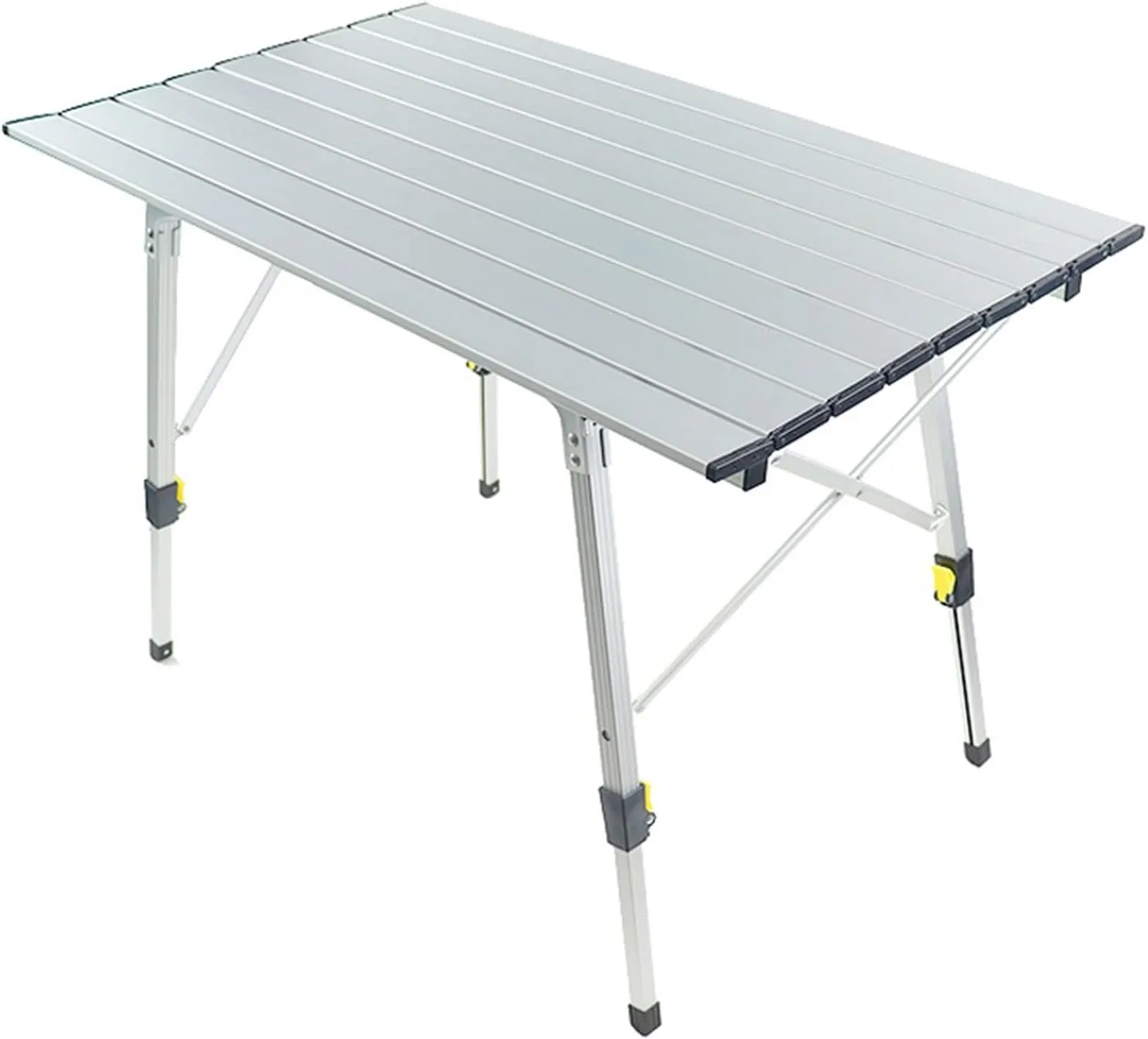 Beach Table Folding Camp Metal Table Lightweight Outdoor BBQ Backpacking Aluminum Alloy Portable Durable Barbecue Desk Furniture, Silver