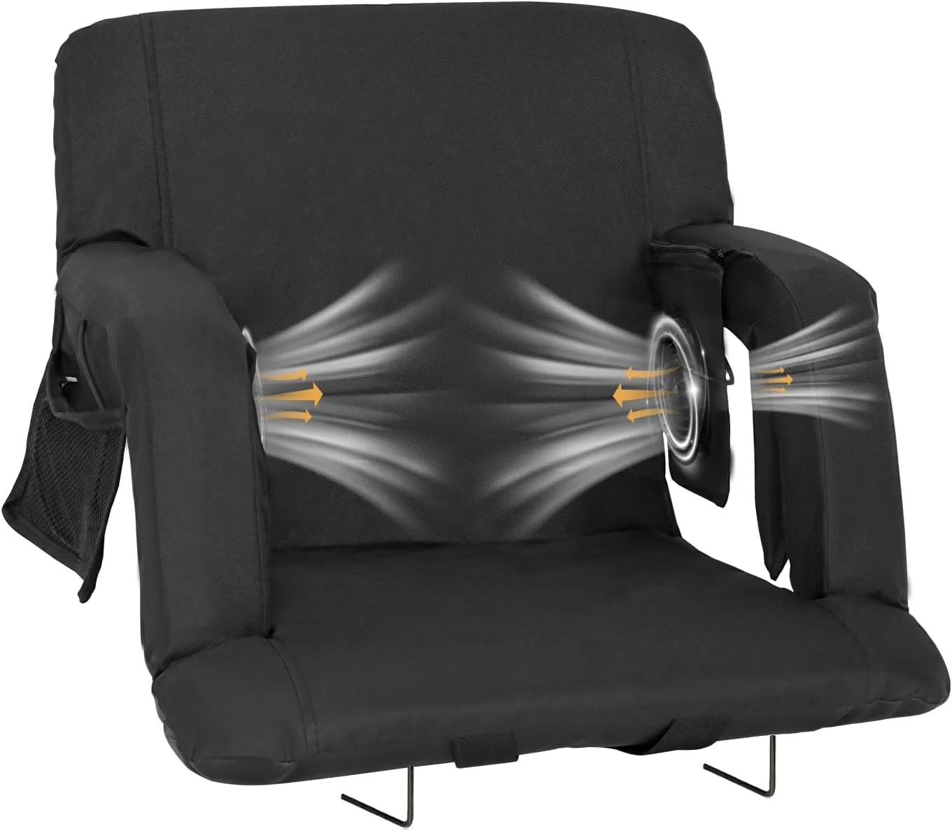 Begonia.K Cooling Fan Stadium Seat for Bleacher with Back Support, Portable and Lightweight Cooling Bleacher Seat with Backrest, 5 Reclining Positions, 5 Levels of Wind for Outdoor Sports Camping