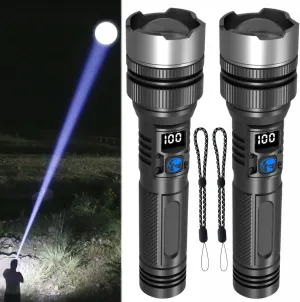 Benighty Flash Light, 2025 The Ultimate Survival Flashlight High Lumens, IPX7 Waterproof Led Rechargeable Tactical Flashlights, Powerful Handheld Flashlights for Home Camping (2Pcs)