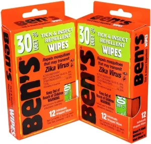 Ben's 30 Deet Mosquito Tick Insect & Bug Repellent Field Wipes - 24 Pack