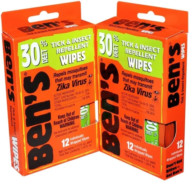 Ben's 30 Deet Mosquito Tick Insect & Bug Repellent Field Wipes - 24 Pack