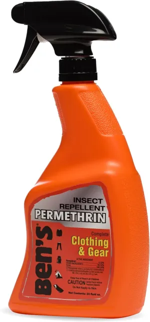 Ben's Clothing & Gear Insect Repellent - Long-Lasting Insect Protection Spray for Clothes & Gear - Contains Permethrin & Lasts Up to 6 Weeks - 24 fl oz