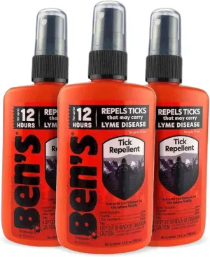 Ben's Tick Repellent - Tick, Mosquito & Insect Repellent Spray for Adults & Children - Bug Spray with 20% Picaridin - Offers 12 Hours of Protection - 3.4 fl oz (Pack of 3)