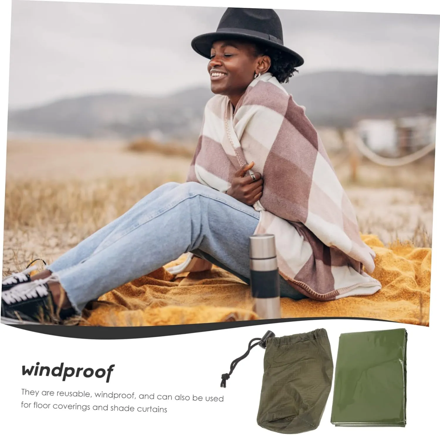 BESPORTBLE 3 Sets Emergency Blanket Camping Supplies Foldable Survival Blanket Block Rain Moisture Heat Retention