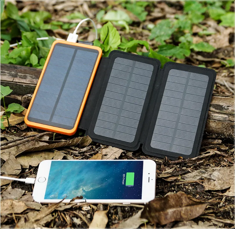 BEST Rated DUAL POWER 10000 mAh Power Bank With 3-Panel Solar Charger   Built In LED Flashlight   🚛 You Get FREE Shipping Too!