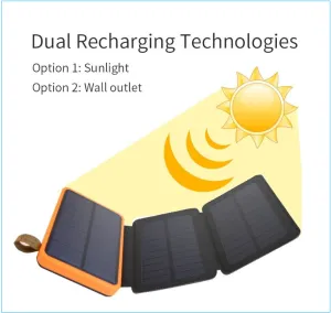 BEST Rated DUAL POWER 10000 mAh Power Bank With 3-Panel Solar Charger   Built In LED Flashlight   🚛 You Get FREE Shipping Too!