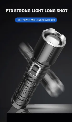 BESTSUN High Lumens XHP70 LED Flashlight, Ultra Bright Rechargeable XHP70 LED Flashlights Tactical Handheld Light with 5 Modes, Waterproof Zoomable Torch Lamp for Hiking, Camping, Emergency