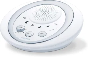 Beurer White Noise Machine, Sound Asleep for Home, Office, Baby Non-Looping Soothing for Relaxation & Portable Travel with Natural Sound Choices & Noise Cancelling, Adjustable Volume, WN50