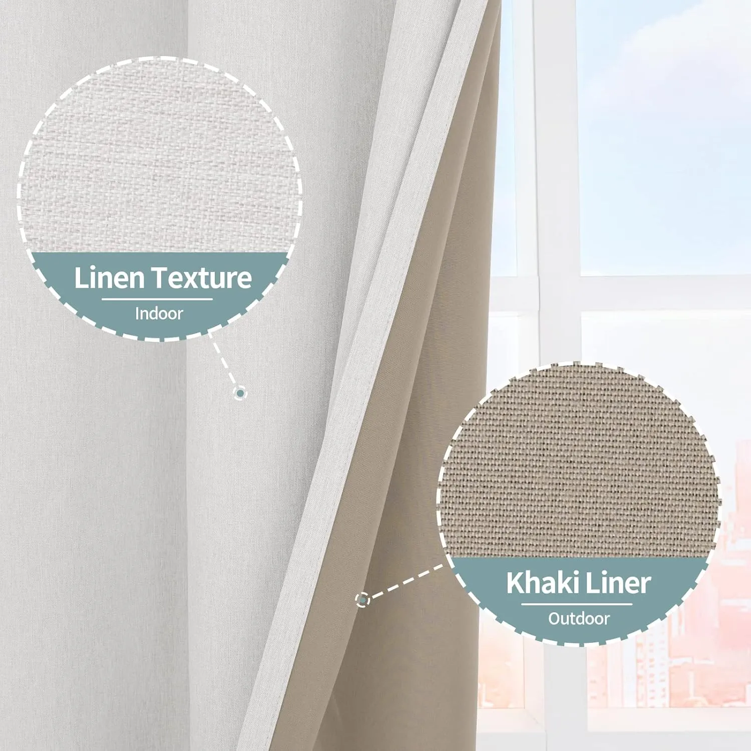 BGment Off White Blackout Curtains 63 Inch Length for Bedroom 2 Panels Set, Linen Textured Thermal Insulation Soundproof Window Curtain Drapes with Grommet, 52 Inch Wide Each Panel