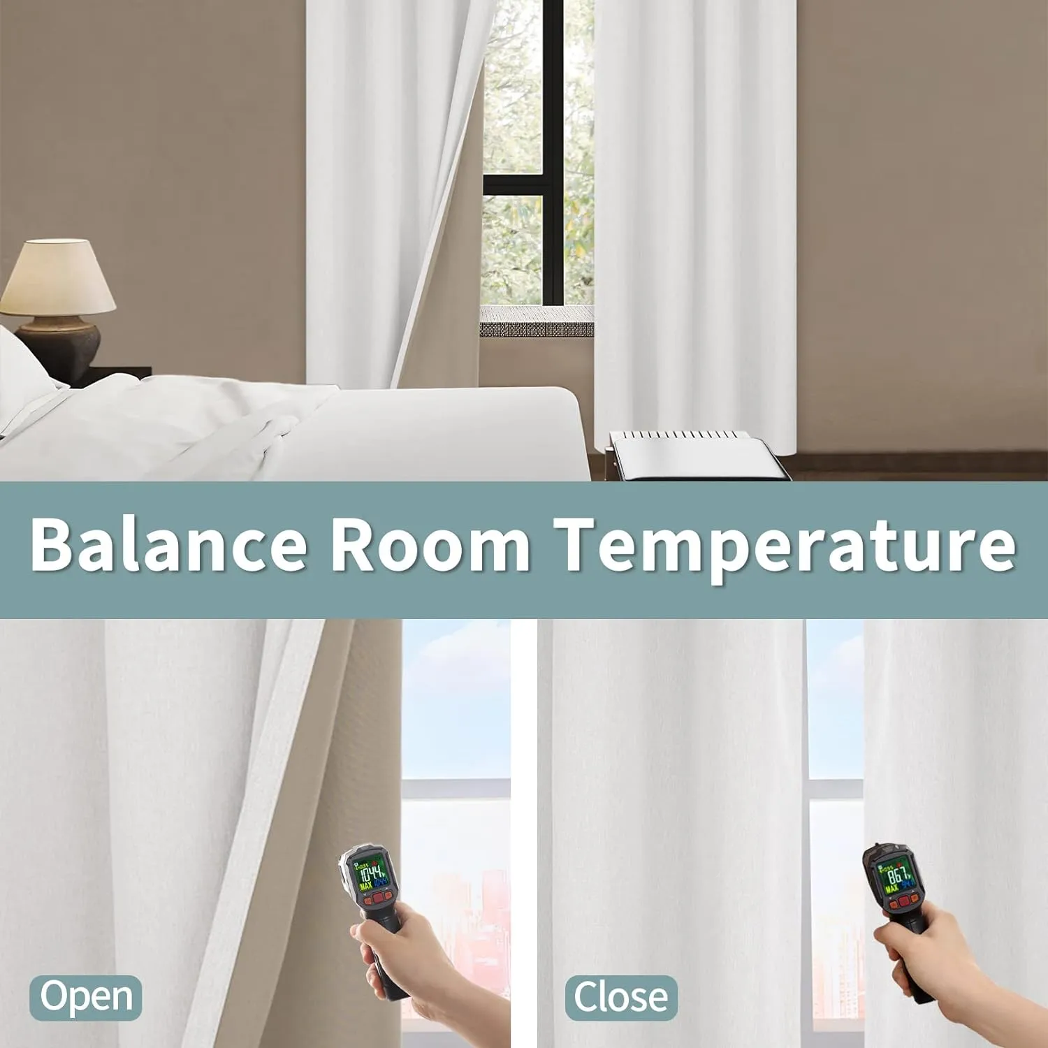 BGment Off White Blackout Curtains 63 Inch Length for Bedroom 2 Panels Set, Linen Textured Thermal Insulation Soundproof Window Curtain Drapes with Grommet, 52 Inch Wide Each Panel