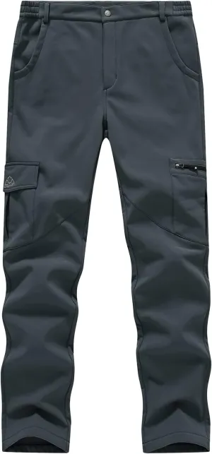 BGOWATU Women's Winter Hiking Pants Fleece Lined Waterproof Windproof Snow Insulated Pants with 6 Pockets Cold Gray XXL