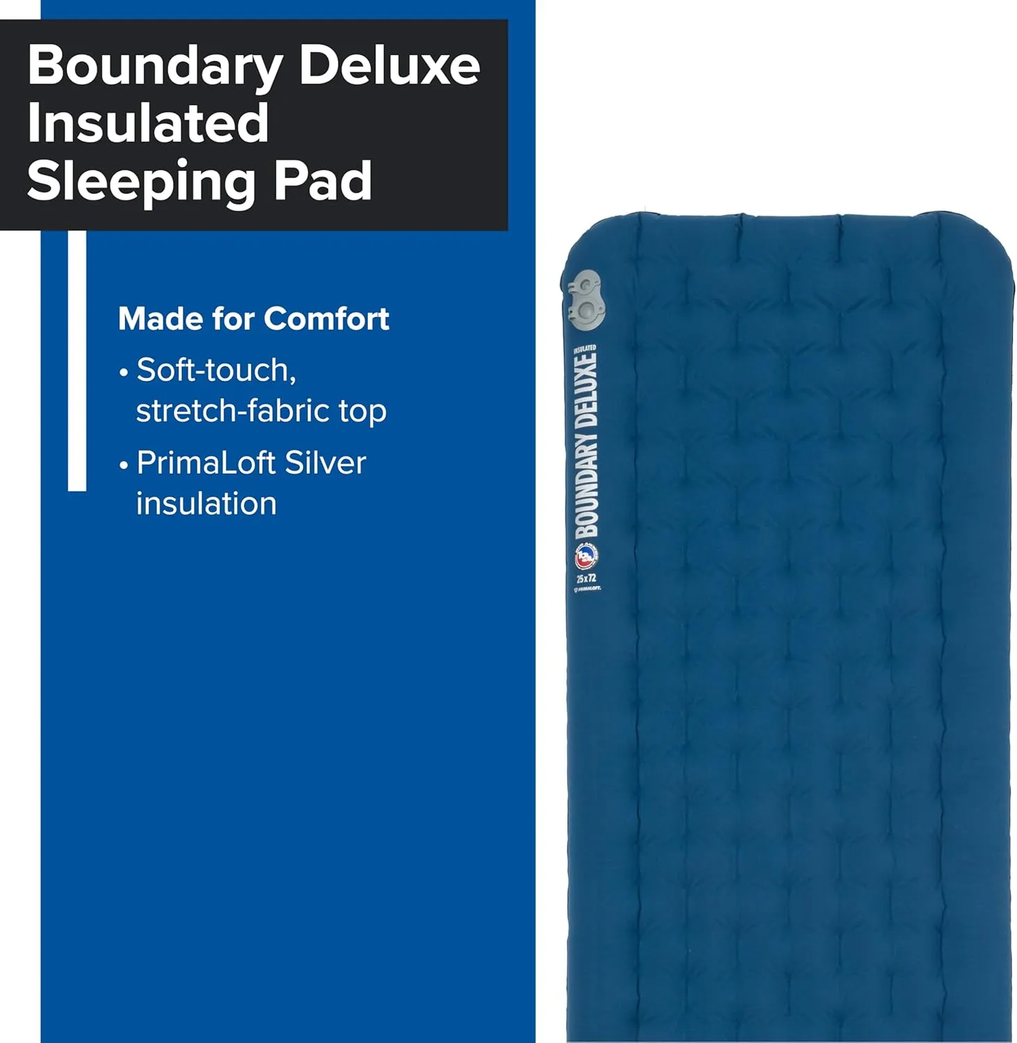 Big Agnes, Boundary Deluxe, Insulated Sleeping Pad, Long, Gibraltar Sea, (20X78)