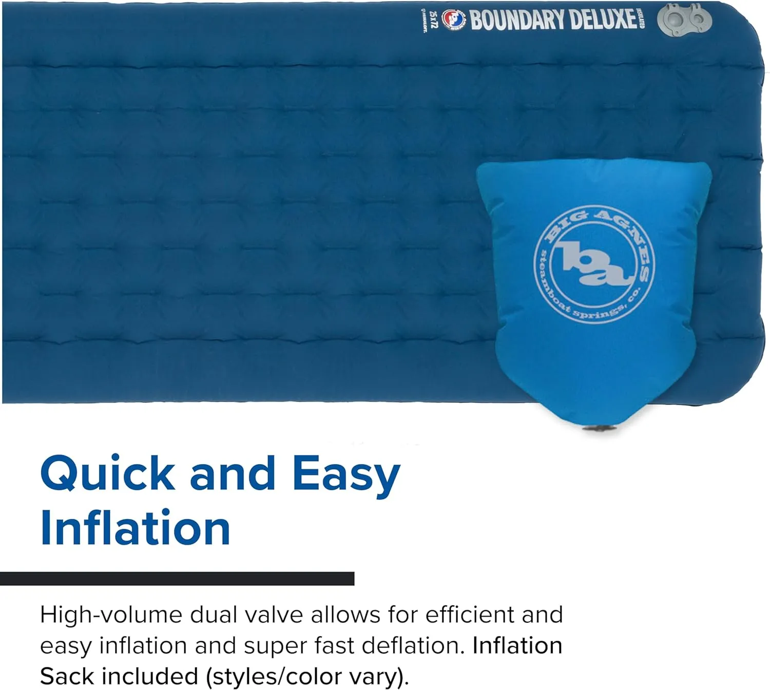 Big Agnes, Boundary Deluxe, Insulated Sleeping Pad, Wide Regular, Gibraltar Sea, (25X72)