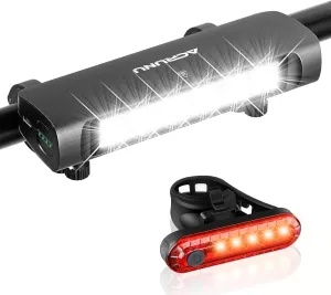 Bike Headlight and Tail Light Set - 3400 Lumens Super Bright USB-C Rechargeable Bicycle Lights, IP67 Waterproof 8000mAh Power Bank, 9 3 Modes, Tool-Free Mount for E-Bikes/Motorcycles