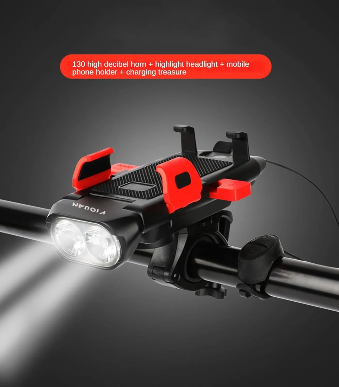 Bike Light with Speaker Lighting Speaker Cell Phone Holder Charging 4-in-1 Multifunctional Bike Light Cycling Gear