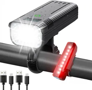 Bike Lights, 6 4 Modes Rechargeable Type-C Bike Light for Night Riding, Anti-Dazzle High Lumen LED Bike Lights Front and Rear, Bicycle Light Set Front and Back for Kids, Road, Cycling, Biking